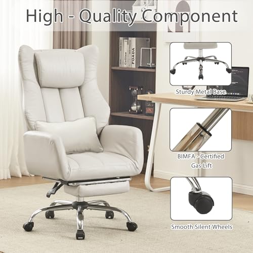 JOMEED Cross Legged Office Chair with Footrest,Flip Armrest,Beige - color: Cream Beige