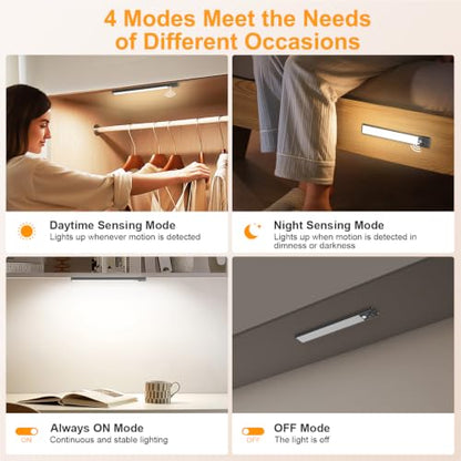 Gritin 10.2inch Under Cabinet Lighting Rechargeable 2 Pack - color: Black, size: 10.2 inch