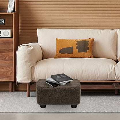 CAROLMADE Small Foot Stool Ottoman Footstool with Legs Under Desk Footrest for Living Room Bedroom and Office, Soft Brown - color: Soft Brown, size: 11"d X 15.4"w X 8.3"h