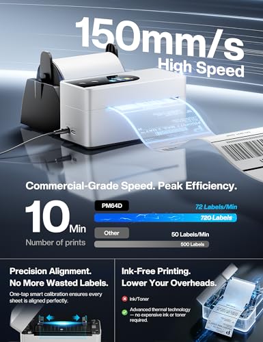 Phomemo Thermal Label Printer with Touch Screen | Wireless Bluetooth shipping label printer for small business, compatible with Amazon Shopify UPS USPS Android iOS Windows Mac - color: White