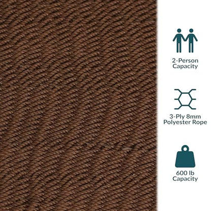 Sunnydaze 75" x 55" Bed, Heavy-Duty Double Rope Hammock for Outside, Mocha - color: Mocha