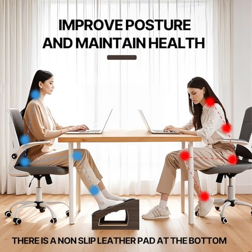 Ergonomic Foot Rest Under Desk,4 Adjustable Height Foot Stool ﻿ - color: Espresso02