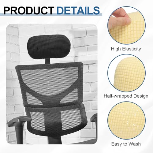 uxcell Office Chair Pillow Cover, Office Chair Headrest Attachment Removable Headrest Protector for Home Desk Computer Chairs, Beige - color: Beige