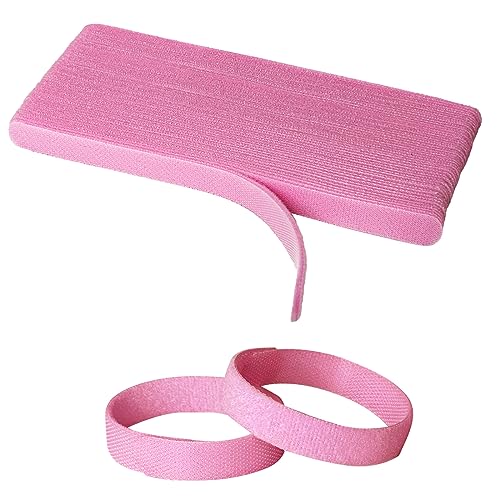 YOVXLO 50PCS 6 Inch Reusable Cable Ties, Adjustable Fastening Ties, Microfiber Cloth for Computer Link Cable Cord Management (Pink) - color: Pink