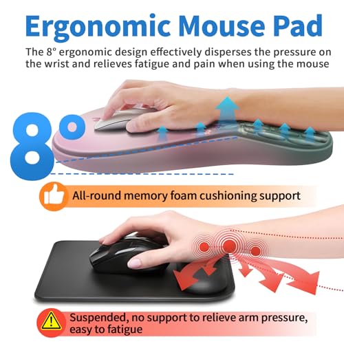 YIWEI Ergonomic Mouse Pad with Wrist Rest for Carpal Tunnel Pain Relief - color: Hummingbird