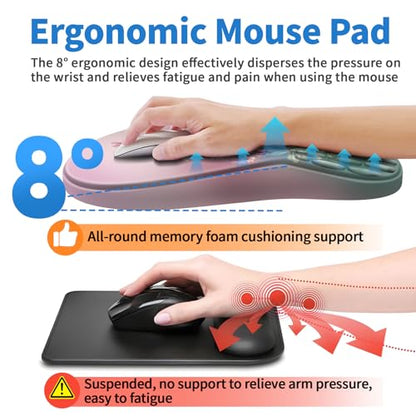 YIWEI Ergonomic Mouse Pad with Wrist Rest for Carpal Tunnel Pain Relief - color: Hummingbird