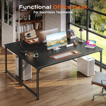 PRAISUN 54 X 24 Inch Deeper Desk with Power Outlets - color: Black, size: 53.9*23.6 inch