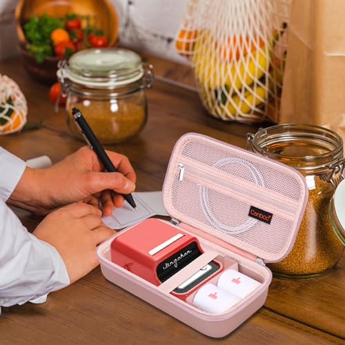 Canboc Carrying Case for NIIMBOT B21 Label Maker, Rose Gold (Case Only) | Portable Bluetooth Thermal Label Printer Bag with Removable Shoulder Strap, Mesh Pocket fit Printer Labels, USB Cable - color: Rose Gold+Rose Gold