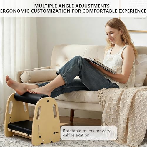 Under Desk Foot Rest,Massage & Leather Pads,3 Height Levels-Green - color: Green