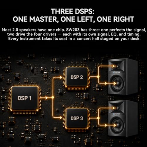 Sanyun SW203 3" 2-Way Active Bookshelf Speakers for Desktop Computer PC - color: Black