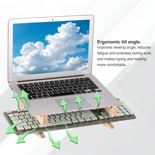 PATIKIL Wooden Laptop Stand, 1 Pack Dual-Use Laptop Stand Vertical Sturdy Pine Wood Anti-Slip Ventilated Space-Saving Notebook Riser for 10-15 Inch Desk Tablets, Koi-Shaped - size: 10-15 Inch