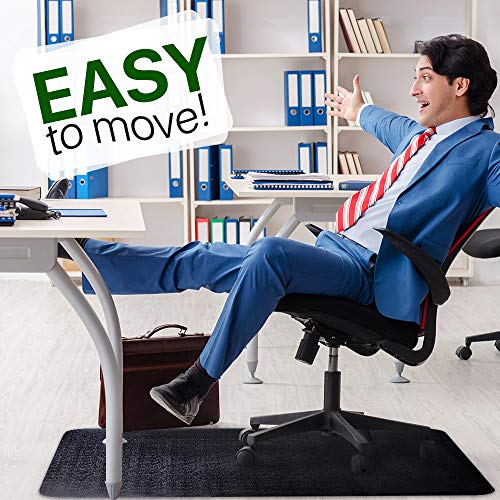 Office Chair Mat for Hardwood Floor: 53"x45" Large Black Rolling Chair Mat for Hard Wood and Tile Floor, Anti-Slip Heavy Duty Floor Protector Mat Under Computer Desk, Easy Glide Chair Mats for Home | Anti-Slip Rolling Chair Mat for Hard Wood and Tiles, Fl