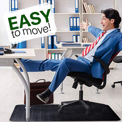 Office Chair Mat for Hardwood Floor: 53"x45" Large Black Rolling Chair Mat for Hard Wood and Tile Floor, Anti-Slip Heavy Duty Floor Protector Mat Under Computer Desk, Easy Glide Chair Mats for Home | Anti-Slip Rolling Chair Mat for Hard Wood and Tiles, Fl