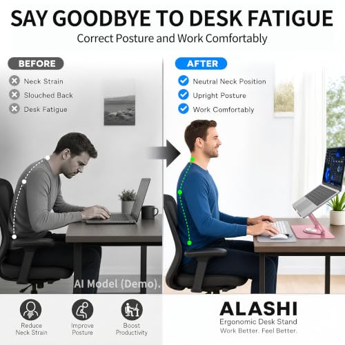 ALASHI 360° Rotating Laptop Stand, Multi-Angle, 10-17", Pink - color: C-Pink