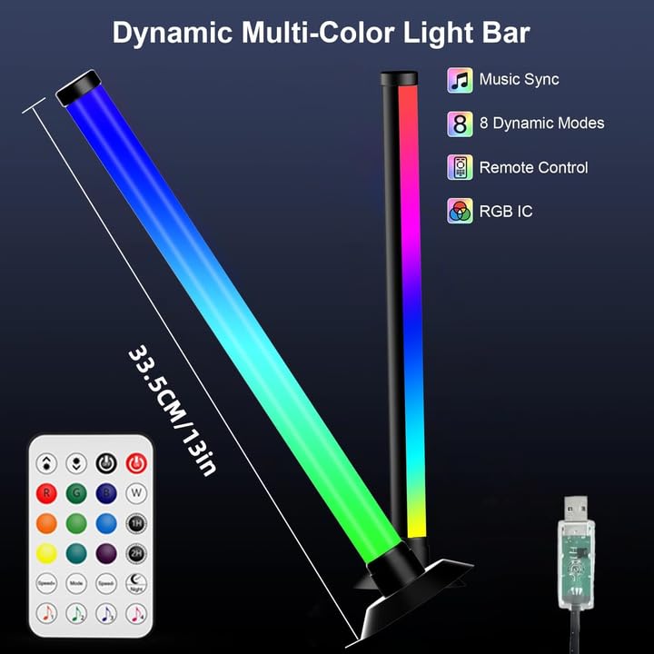 NBBUFF IC+RGBW USB Powered Led Light Bar with App & Remote Control, 2 Pack - size: 13 inches