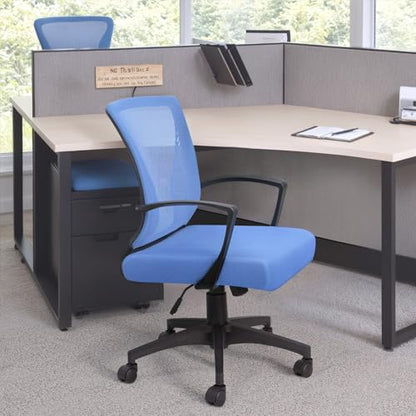 Furmax Office Chair Ergonomic Computer Desk Mesh Chair Mid Back Swivel Lumbar Support with Armrest (1, Blue) - color: Blue