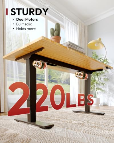 SANODESK Solid Bamboo Dual Motor Standing Desk, 220 lbs, 72×30 - color: Natural Bamboo+black Frame, size: 7230