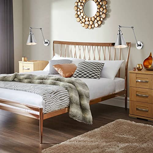 JONATHAN Y Rover 1-Light Wall Sconce 7", Chrome, Set of 2 | Adjustable Arm, Hardwired Bedside Reading Swing Arm, Farmhouse Cone Shade, Metal Hardwired Indoor Fixture, LED Bulbs Included - color: Chrome, size: Set of 2