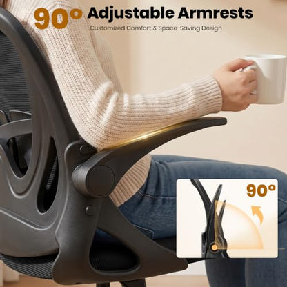 Primy Drafting Chair Tall Office Chair with Flip-up Armrests Executive Ergonomic Computer Standing Desk Chair with Lumbar Support and Adjustable Footrest Ring (Black) - color: Black, size: 934-Z