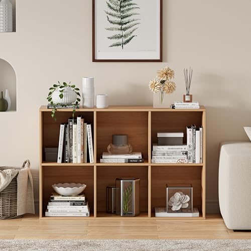 VDNEND Wooden Cube Storage Organizer with Closed Back Panel, 11in Cube Shelf Opening, Bookshelf, Display Shelf,Closet Cabinet for Home and Office (Natural Oak, 6-Cube 35.98L*9.45W*24.09H) - color: Natural Oak, size: 6-Cube 35.98L*9.45W*24.09H