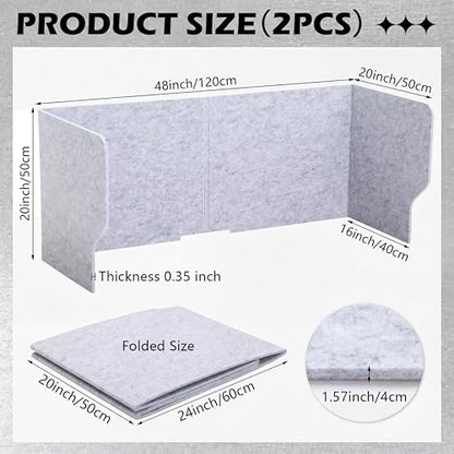 2 Pcs Large Desk Divider Foldable U Privacy Partition 48"L x 20"H - size: 48"L x 20"H, style: Elegant