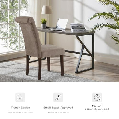 COLAMY Button Tufted Dining Chairs Set of 6, Parsons Upholstered Fabric Dining Room Chairs Kitchen Chairs with Wood Legs and Padded Seat, Taupe - color: Taupe, size: set of 6