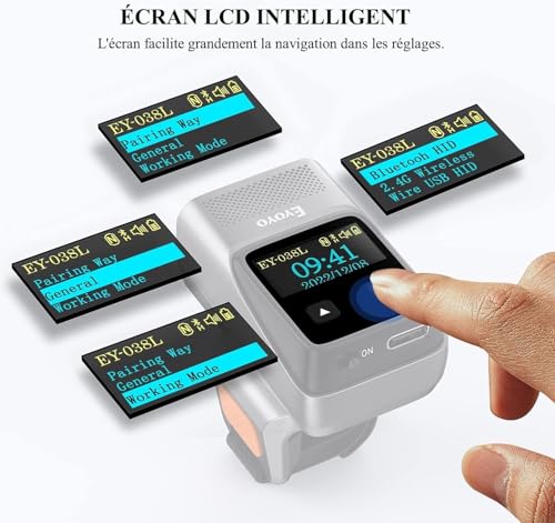 Eyoyo Mini 1D Wearable Bluetooth Ring Barcode Scanner Wireless with Display | Finger Bar Code Scanner Reader, Compatible with iPad iPhone Android, Left&Right-Handed Use, Fast&Accurate Scanning - color: Orange