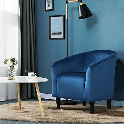 Yaheetech Velvet Accent Chairs, Compact Furry Barrel Chairs with a Curved Silhouette for Small Spaces, Living Room, Bedroom, Pagoda Blue - color: Pagoda Blue (Velvet), style: without Ottoman