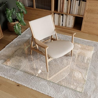 Koonmi Tempered Glass Chair Mat 40"x48" - Premium Office Chair Mat for Hardwood Floors & Low-Pile Carpet with 4 Non-Slip Pads - Thick Scratch-Resistant Surface - size: 40*48