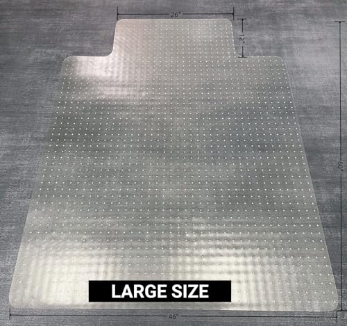 Large Office Chair Mat for Carpet with Lip, 46"x60" Slip-Resistant | Heavy-Duty Clear Mat, 4mm Studded Grip, 60,000+ Use Rating, Smooth Glide, Protects Low-Medium Pile Carpets - size: 46" x 60"