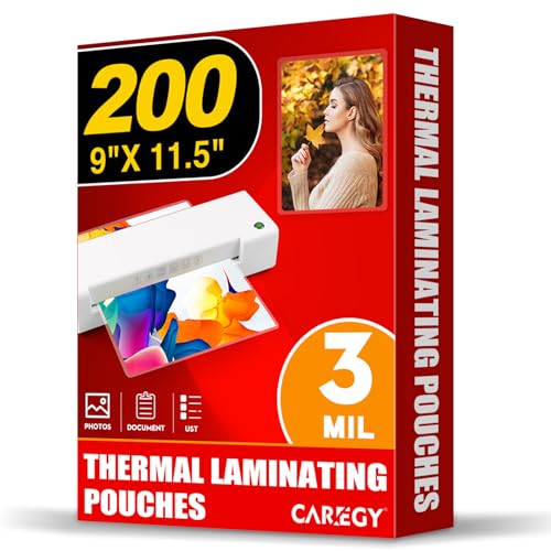 CAREGY Thermal Laminating Pouches, Holds 8.5 x 11 Inch Sheets,200 Pack - size: 200PACK-3Mil (9 x 11.5Inches)