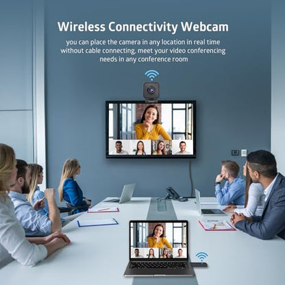TOALLIN 1080P HD Wireless Webcam for PC, Built-in Noise-Canceling Mic | Wireless Computer Camera for Video Conferencing, Live Streaming and Online Video Calls