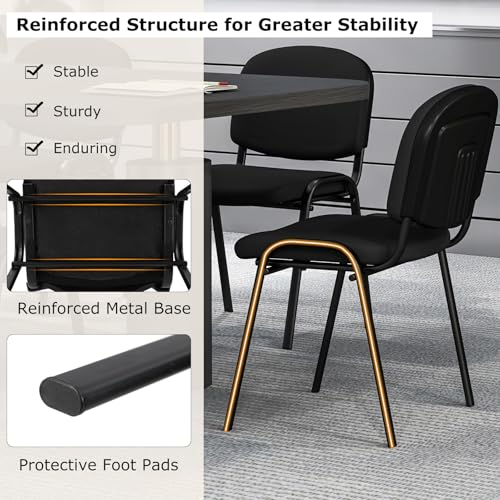 Giantex Set of 5 Conference Chair with Ergonomic Upholstered Seat, Protective Foot Pad, Elegant and Stackable Design for Home & Office, Waiting Room, Guest Room, 5 Pieces Reception Executive Chair Set