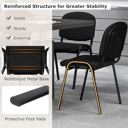 Giantex Set of 5 Conference Chair with Ergonomic Upholstered Seat, Protective Foot Pad, Elegant and Stackable Design for Home & Office, Waiting Room, Guest Room, 5 Pieces Reception Executive Chair Set