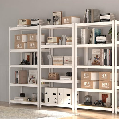 PrimeZone 35.4" W x 15.7" D x 72" H White Book Shelf, 5-Tier Bookcase | Modern Open Design, Adjustable Shelves, Standing Display Organizer for Books, Plants & Décor, Sturdy Double-layered Columns - size: 35.4" W x 15.7" D x 72" H