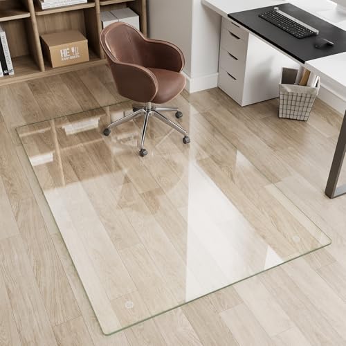 Glass Chair Mat 36" x 55" Tempered Glass Office Chair Mat - color: Transparent, size: 55" x 36"