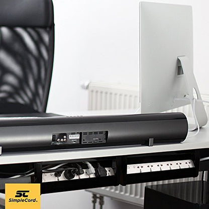 Cable Management Trays - 2-Pack 16-Inch Raceway Channels - Cord Holder Kit for Under Desk, Office, and Kitchen Use by Simple Cord (Black)