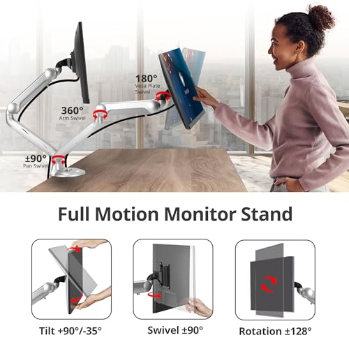 SIIG Dual Gas-Spring Monitor Arm, 32", 19.8 lbs Each, TAA, CE-MT3X11-S1 | Adjust two displays independently with gas-spring motion; VESA 75/100 and cable routing support cleaner desks. - style: 32" Max