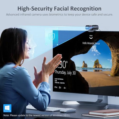 NexiGo HelloCam, 1080P Webcam with Windows Hello, True Privacy, Automatic Electronic Shutter, Computer Camera, Microphone, Facial Enhancement, HD USB Web Cam - style: Webcam with Windows Hello
