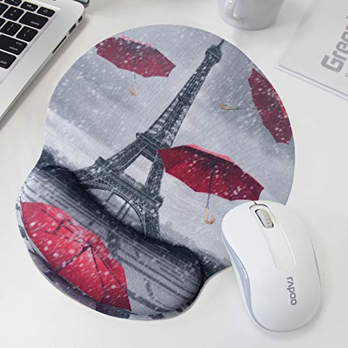 ToLuLu Ergonomic Mouse Pad with Wrist Rest Support, Gel Cute Mouse Pads Non Slip Rubber Base Mousepad, Mouse Wrist Rest Pad for Laptop Computer Home Office Working Gaming Pain Relief, Eiffel Tower - color: Eiffel Tower