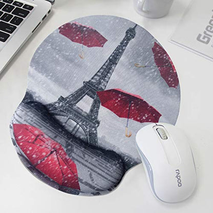 ToLuLu Ergonomic Mouse Pad with Wrist Rest Support, Gel Cute Mouse Pads Non Slip Rubber Base Mousepad, Mouse Wrist Rest Pad for Laptop Computer Home Office Working Gaming Pain Relief, Eiffel Tower - color: Eiffel Tower