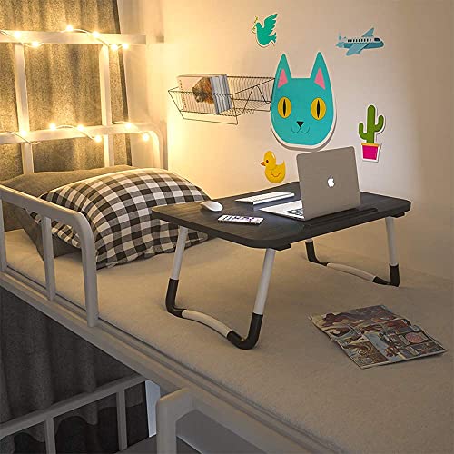 Home Office Lap Desk with Storage Drawer, Cup and Phone Holder, Laptop Bed Tray Table, 23.6" Foldable Desk, Laptop Stand for Breakfast, Working, Writing, Gaming and Drawing - color: Black