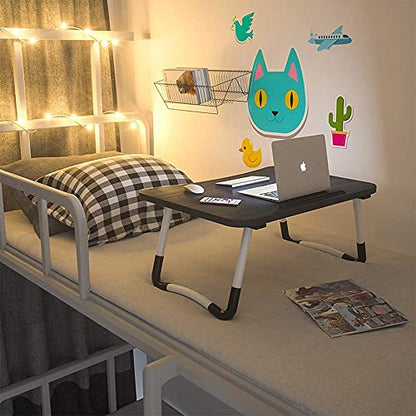 Home Office Lap Desk with Storage Drawer, Cup and Phone Holder, Laptop Bed Tray Table, 23.6" Foldable Desk, Laptop Stand for Breakfast, Working, Writing, Gaming and Drawing - color: Black