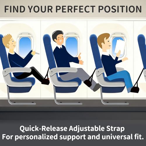 Airplane Foot Hammock for Flight, Adjustable Foot Rest Under Desk, Portable Wide Foot Support for Long Trips & Office, Travel Essentials, Best Airplane Gadgets & Travel Gifts (2 PC) - size: 2 Pack