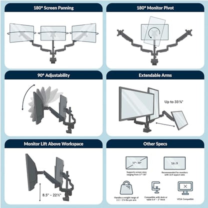 Vari Triple Monitor Arm – Black - style: Triple Monitor