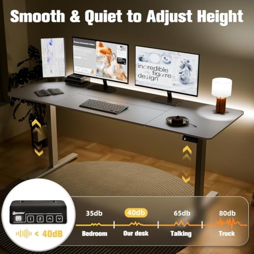 67"x24" Standing Desk, Height Adjustable Sit-Stand Home Office, Black | Electric Adjustable Standing Desk, Sit to Stand Computer Office Desk with Splice Board, Memory Preset, Lifts 28''-46.5" - color: Black Frame-black, size: 67-inch