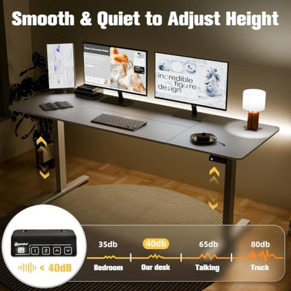 67"x24" Standing Desk, Height Adjustable Sit-Stand Home Office, Black | Electric Adjustable Standing Desk, Sit to Stand Computer Office Desk with Splice Board, Memory Preset, Lifts 28''-46.5" - color: Black Frame-black, size: 67-inch