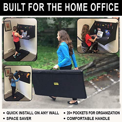 PRO WS3800 Portable Standing Desk, Workbench, Station, Storage for Jobsite, Garage, Office, Shop, Hanging Work Surface, Black - style: Contractor'S Table 20 + Pockets