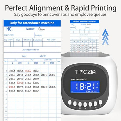 Time Clock with Passcode, Auto-Align Time Card Machine, 6 Punches per Day | Time Clock Punch Machine with 100 Time Cards, 2 Ink Ribbons(1 Inside) and 1 Rack - color: White
