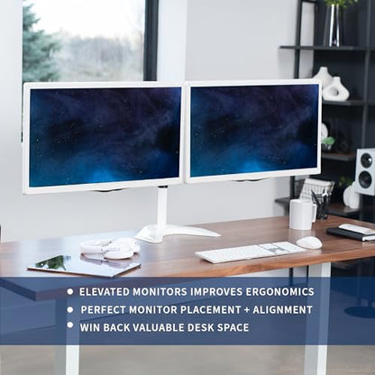 VIVO Dual LED LCD Monitor Free-Standing Desk Stand - color: White, size: 13" - 32" screens